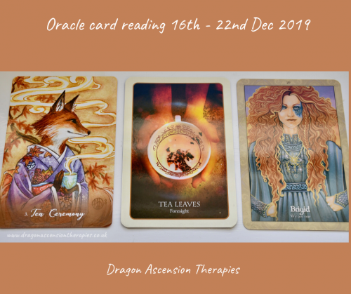 the 3 card spread for my oracle card reading 16th to 22nd December 2019