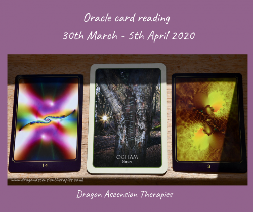 photo of 3 card spread for the weekly reading 30th March to 5th April 2020