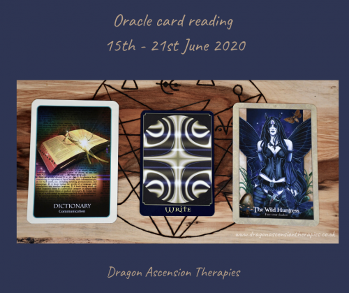 photo of 3 cards drawn for the weekly reading 15th to 21st June 2020