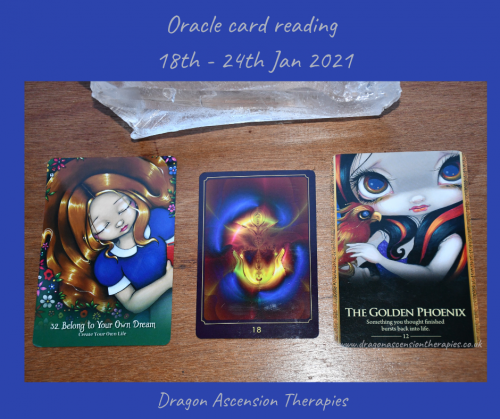photo of the three cards pulled for 18th to 24th January 2021