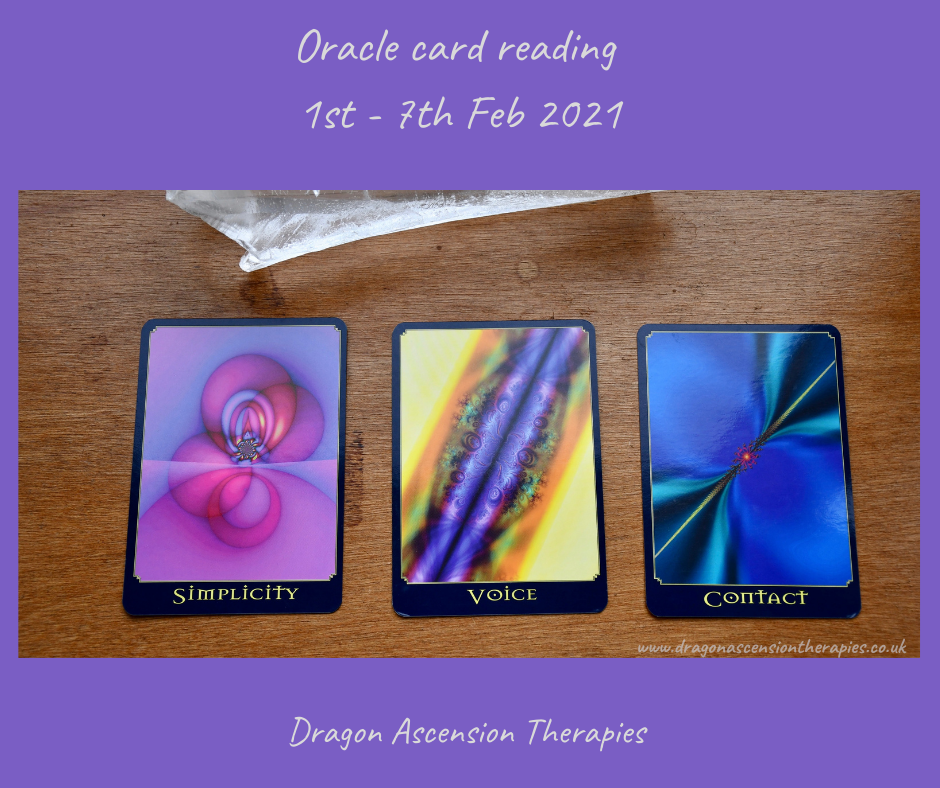 photo of the three cards drawn for 1st to 7th February 2021